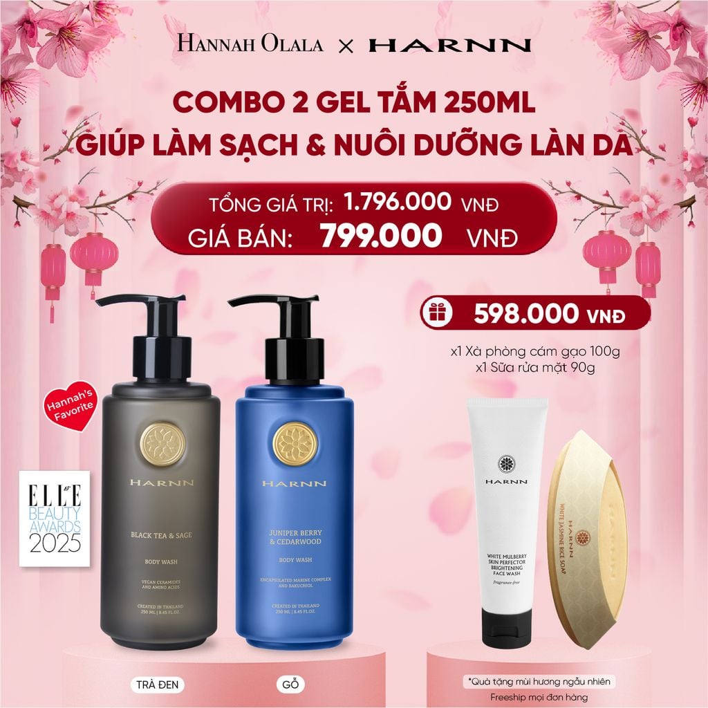  DEAL 2. COMBO 2 GEL TẮM HARNN 250ML GIÚP LÀM SẠCH VÀ NUÔI DƯỠNG LÀN DA 