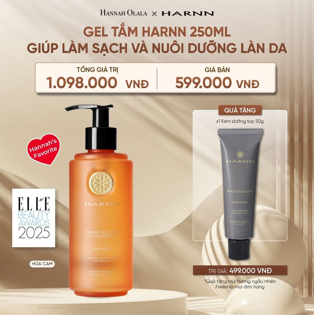  DEAL 29: GEL TẮM HARNN 250ML GIÚP LÀM SẠCH VÀ NUÔI DƯỠNG LÀN DA 