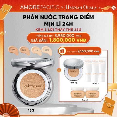  D73_DEAL 5A: PHẤN NƯỚC TRANG ĐIỂM MỊN LÌ 24H (KÈM LÕI THAY THẾ) SULWHASOO PERFECTING CUSHION 15GX2 