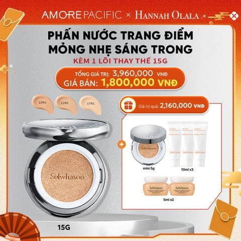  D77_DEAL 5B: PHẤN NƯỚC TRANG ĐIỂM MỎNG NHẸ SÁNG TRONG (KÈM LÕI THAY THẾ) SULWHASOO PERFECTING CUSHION AIRY 15GX2 