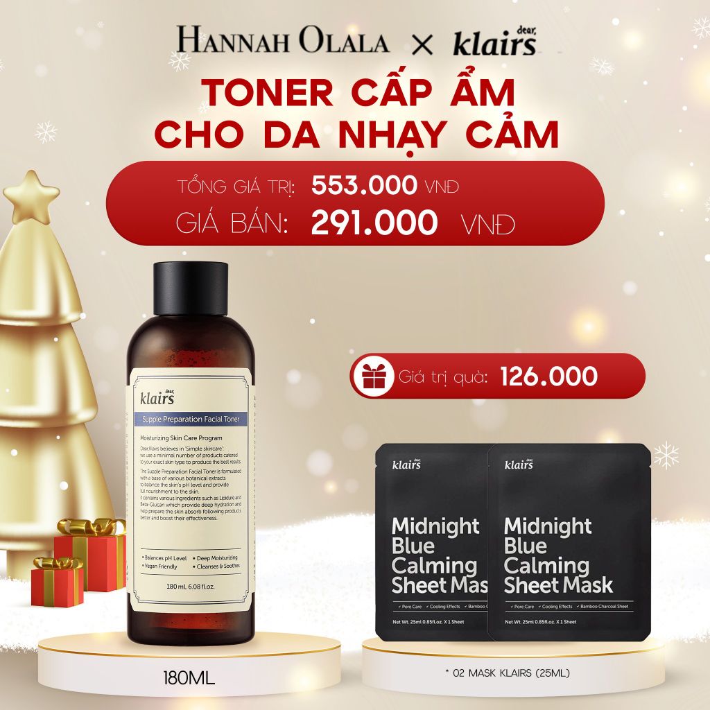  DEAL 2: DEAR, KLAIRS NƯỚC HOA HỒNG SUPPLE PREPARATION FACIAL TONER 180ML 