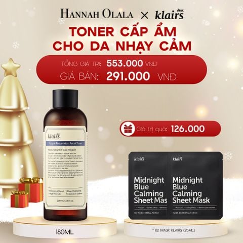  A998_DEAL 2: DEAR, KLAIRS NƯỚC HOA HỒNG SUPPLE PREPARATION FACIAL TONER 180ML 