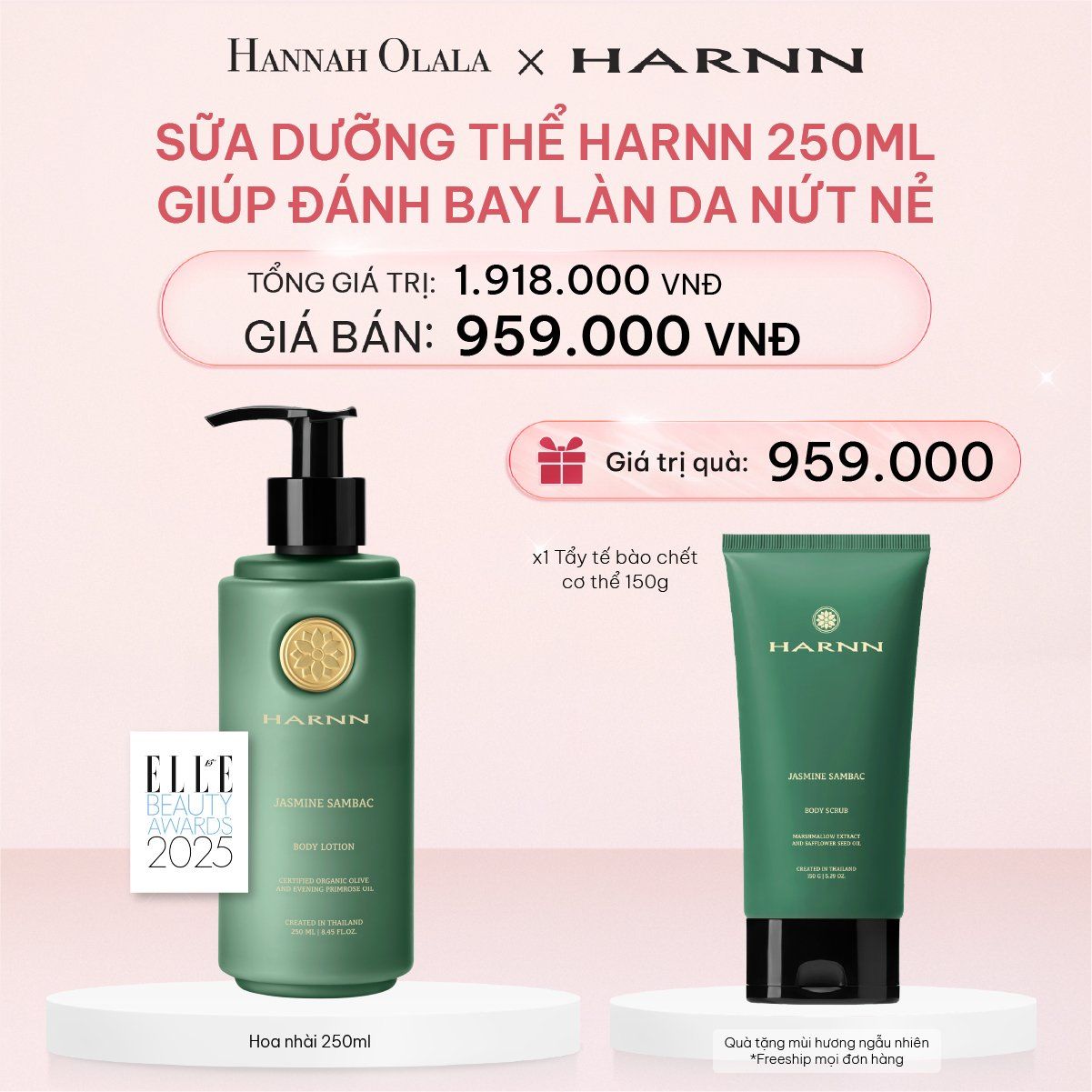  E462_DEAL 2: BODY LOTION - SỮA DƯỠNG THỂ HARNN GIÚP ĐÁNH BAY LÀN DA NỨT NẺ 250ML 