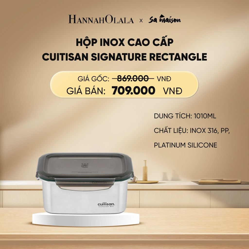  DEAL 17: HỘP INOX CAO CẤP CUITISAN SIGNATURE RECTANGLE INOX 316 