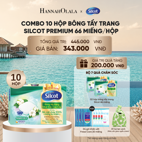  COMBO 10 HỘP BÔNG TRANG ĐIỂM (BÔNG TẨY TRANG) CAO CẤP SILCOT PREMIUM 66 MIẾNG/HỘP_ D282 