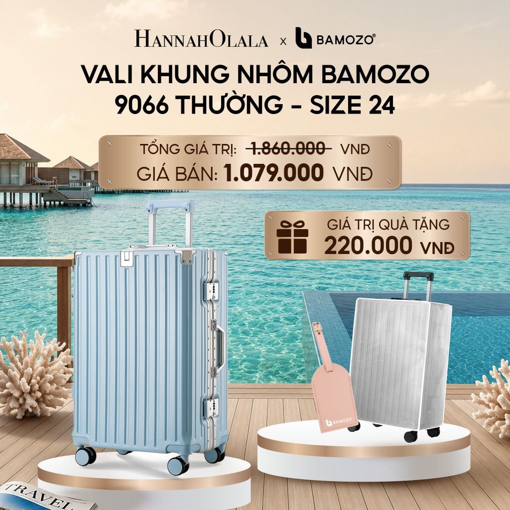  VALI BAMOZO KHUNG NHÔM 9066 BẢN THƯỜNG (TẶNG BỌC VALI TRONG SUỐT + TAG HÀNH LÝ DA)_ D556 