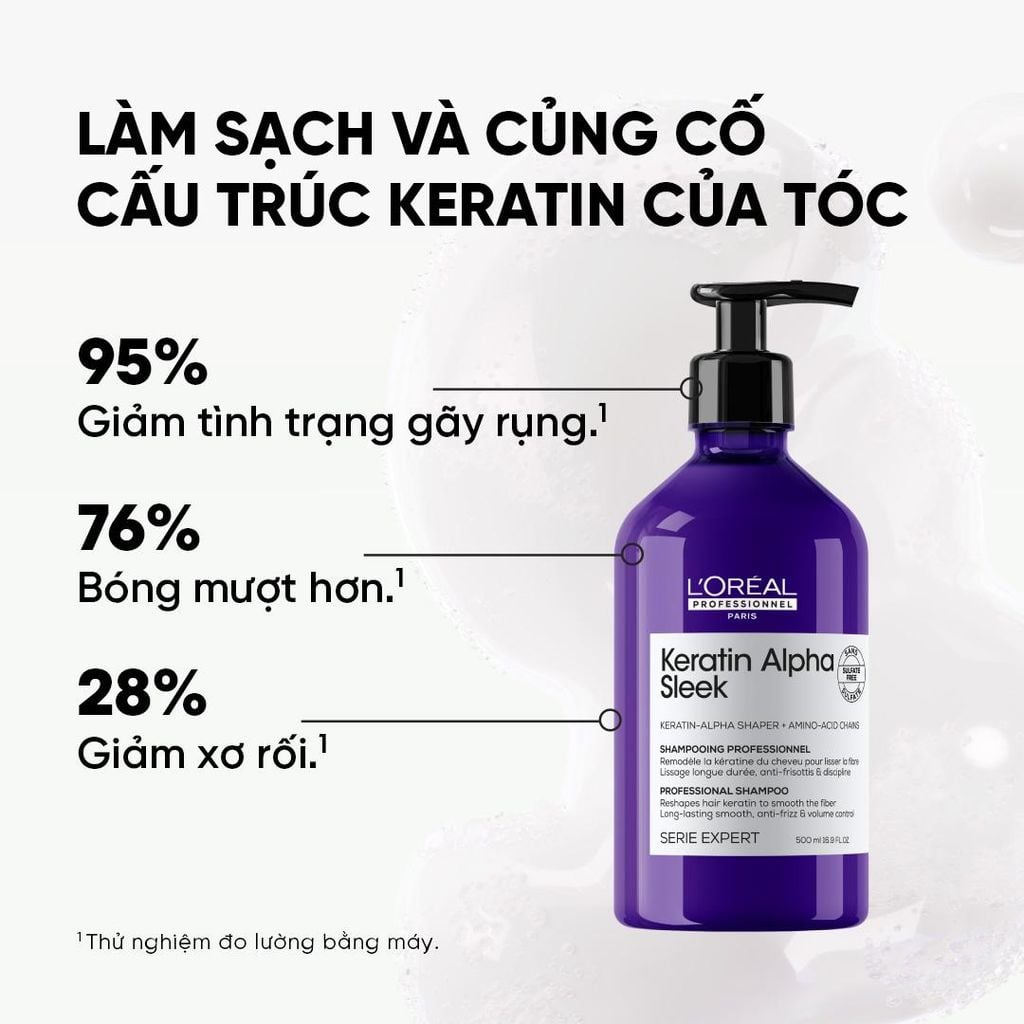  DẦU GỘI GIẢM XƠ RỐI DƯỠNG TÓC MƯỢT L'ORÉAL PROFESSIONNEL SERIE EXPERT KERATIN ALPHA SLEEK PROFESSIONAL SHAMPOO 500ML  - L045 