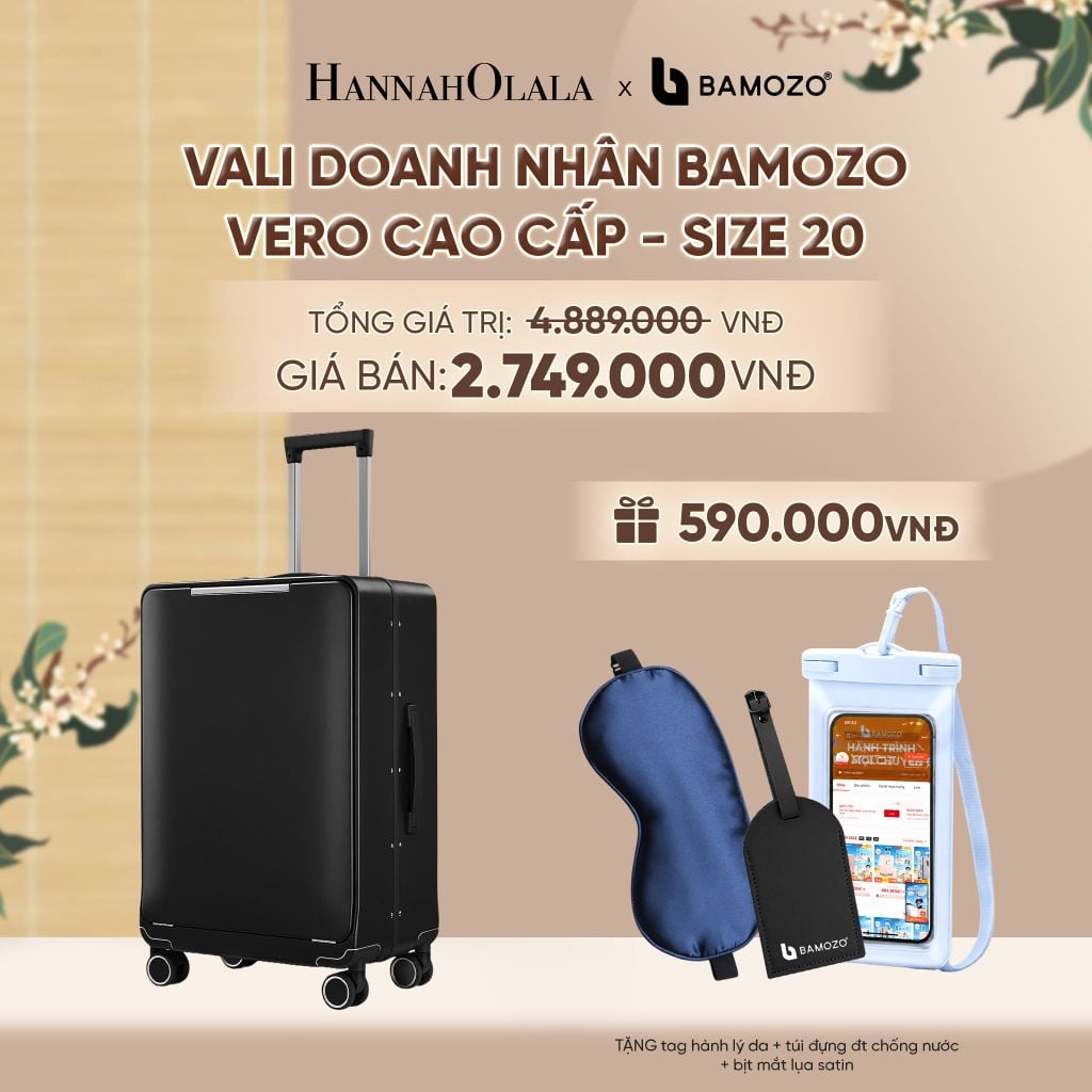  VALI DOANH NHÂN BAMOZO VERO KHUNG NHÔM CAO CẤP (TẶNG TAG HÀNH LÝ DA + TÚI ĐỰNG ĐT CHỐNG NƯỚC + BỊT MẮT LỤA SATIN) - A2563 