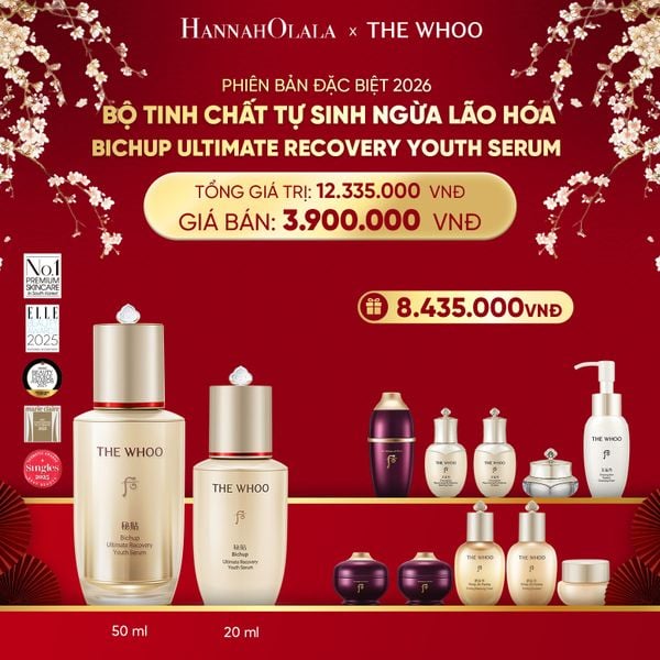  DEAL 02: PHIÊN BẢN ĐẶC BIỆT 2026 - BỘ TINH CHẤT TỰ SINH NGỪA LÃO HÓA THẾ HỆ THỨ 4 THE WHOO BICHUP ULTIMATE RECOVERY YOUTH SERUM DUO SPECIAL SET 