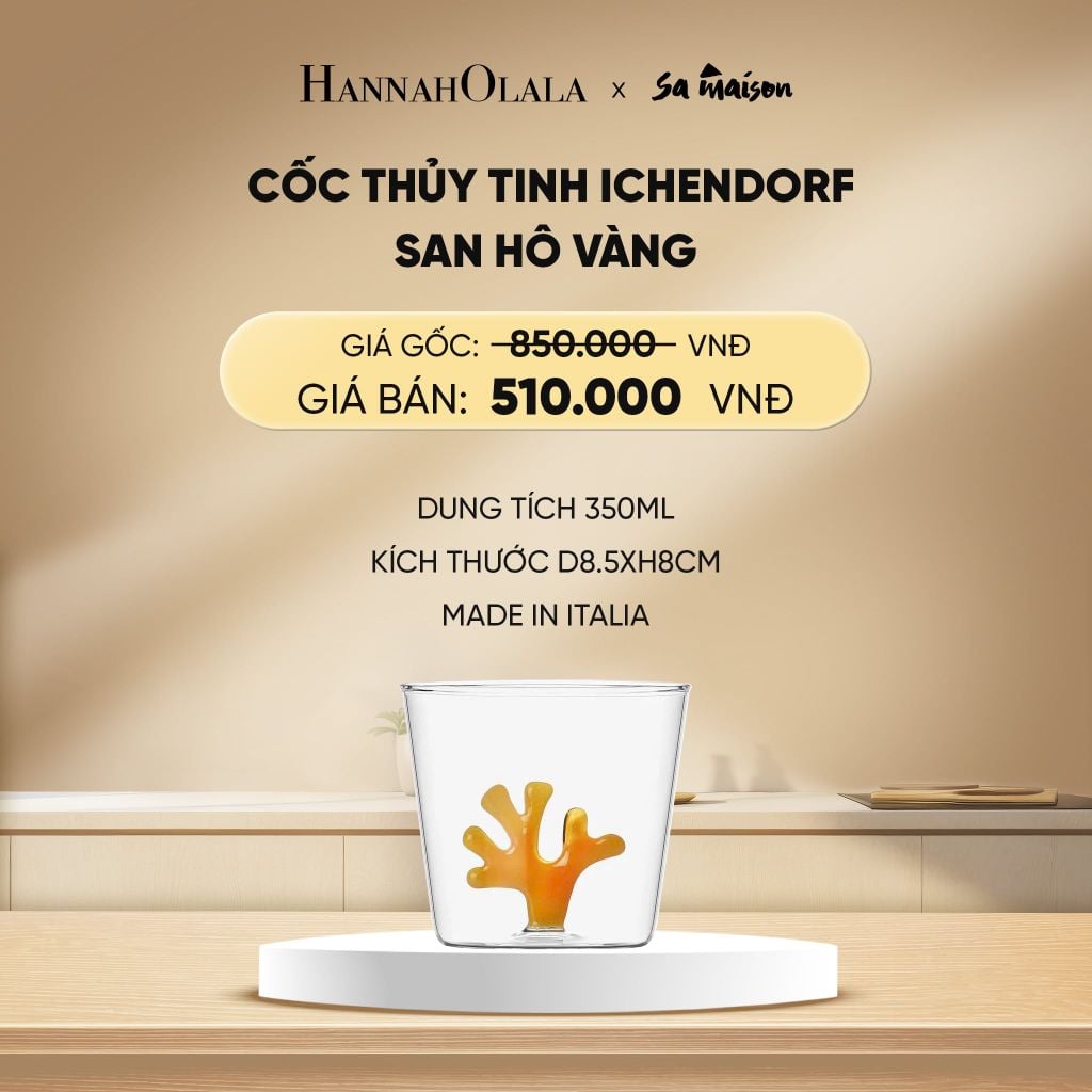  DEAL 6: CỐC THỦY TINH ICHENDORF TRANG TRÍ HÌNH SAN HÔ MÀU 