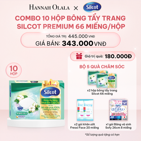  E737_DEAL 2: COMBO 10 HỘP BÔNG TRANG ĐIỂM (BÔNG TẨY TRANG) CAO CẤP SILCOT PREMIUM 66 MIẾNG/HỘP 