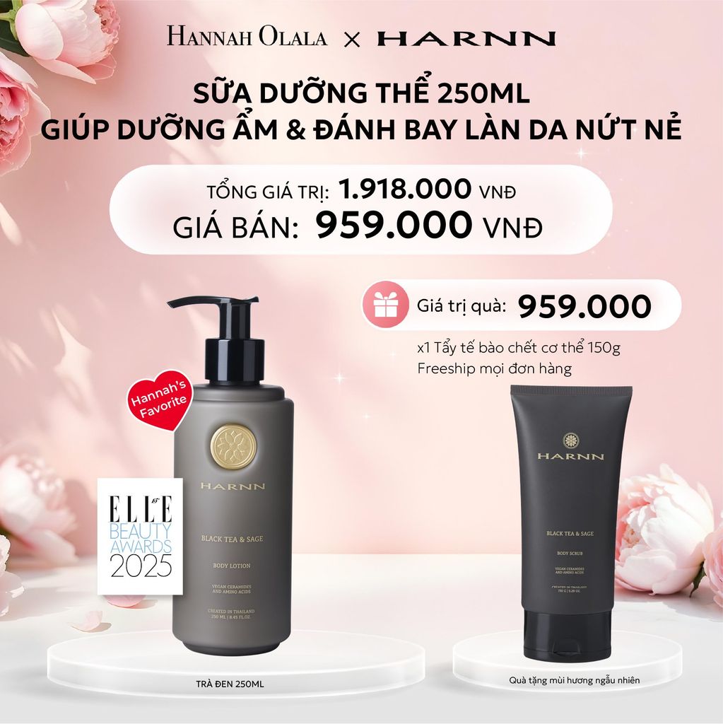  E1006: DEAL 2: BODY LOTION - SỮA DƯỠNG THỂ HARNN 250ML GIÚP DƯỠNG ẨM & ĐÁNH BAY LÀN DA NỨT NẺ 250ML 
