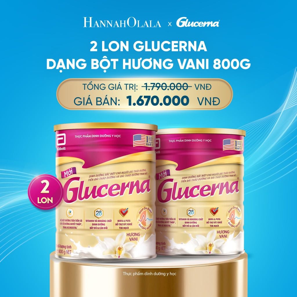  DEAL2: 2 LON GLUCERNA DẠNG BỘT HƯƠNG VANI 800G 