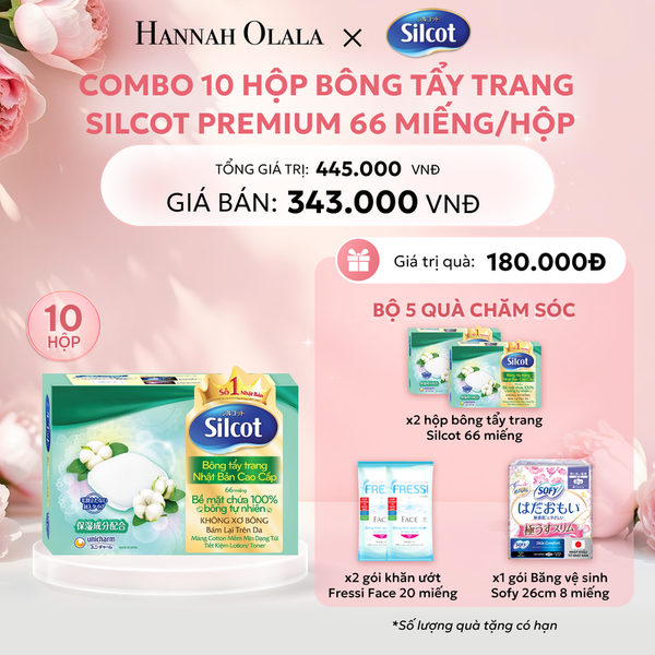  E839: Deal 2: COMBO 10 HỘP BÔNG TRANG ĐIỂM (BÔNG TẨY TRANG) CAO CẤP SILCOT PREMIUM 66 MIẾNG/HỘP 