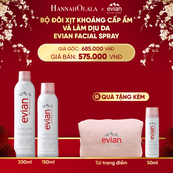  A1572_DEAL 2: COMBO 2 CHAI XỊT KHOÁNG CẤP ẨM, LÀM DỊU DA EVIAN FACIAL SPRAY 150ML & 300ML 