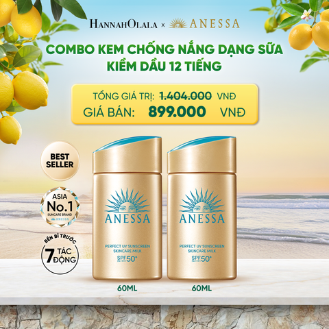  COMBO SỮA CHỐNG NẮNG DƯỠNG DA KIỀM DẦU BẢO VỆ HOÀN HẢO ANESSA GOLD MILK SPF50+ PA++++ 60MLX2 - DEAL 2 