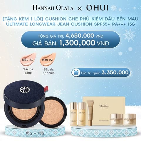 DEAL 2: [TẶNG KÈM 1 LÕI] CUSHION CHE PHỦ KIỀM DẦU BỀN MÀU OHUI ULTIMATE LONGWEAR JEAN CUSHION SPF35+ PA+++ 15G 
