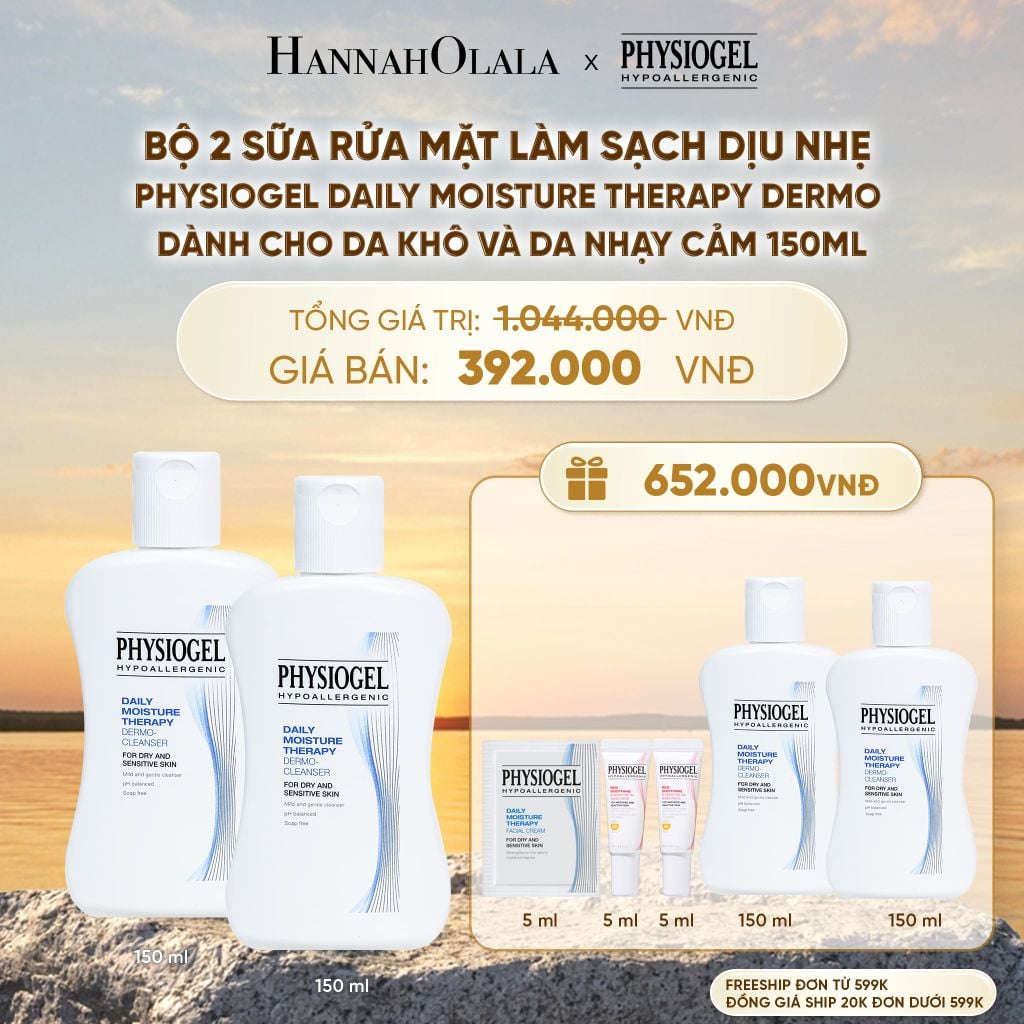 BỘ 2 SỮA RỬA MẶT LÀM SẠCH DỊU NHẸ PHYSIOGEL DAILY MOISTURE THERAPY DERMO DÀNH CHO DA KHÔ VÀ DA NHẠY CẢM 150ML - B615 