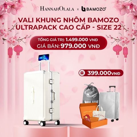 DEAL 4: VALI BAMOZO KHUNG NHÔM ULTRAPACK CAO CẤP (TẶNG BỌC VALI CC TRONG SUỐT + HỘP QUÀ TẾT + TÚI ĐỰNG GIÀY 