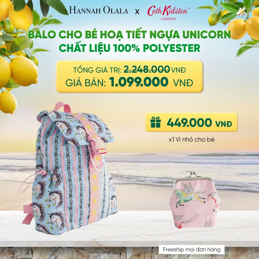  BALO CHO BÉ CATH KIDSTON HOẠ TIẾT NGỰA UNICORN CHẤT LIỆU 100% POLYESTER - A1114 