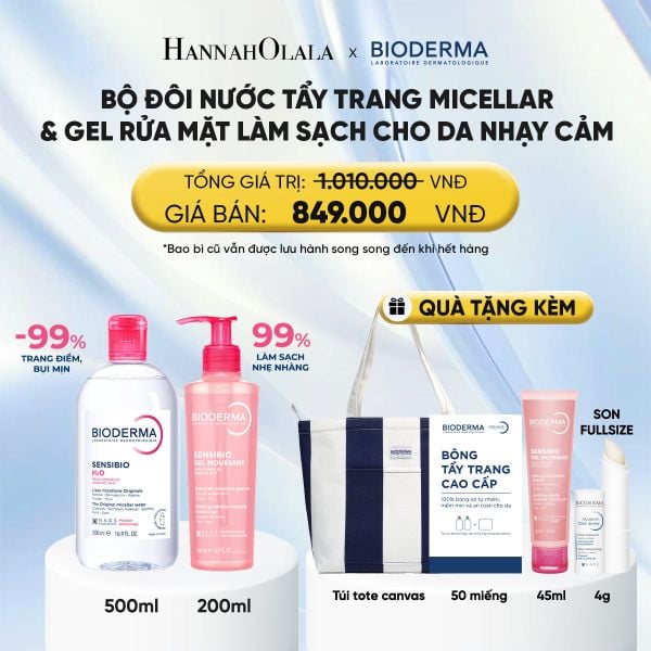  BỘ ĐÔI NƯỚC TẨY TRANG MICELLAR VÀ GEL RỬA MẶT LÀM SẠCH TOÀN DIỆN CHO DA NHẠY CẢM 