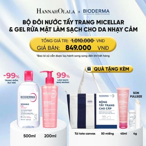  BỘ ĐÔI NƯỚC TẨY TRANG MICELLAR VÀ GEL RỬA MẶT LÀM SẠCH TOÀN DIỆN CHO DA NHẠY CẢM 