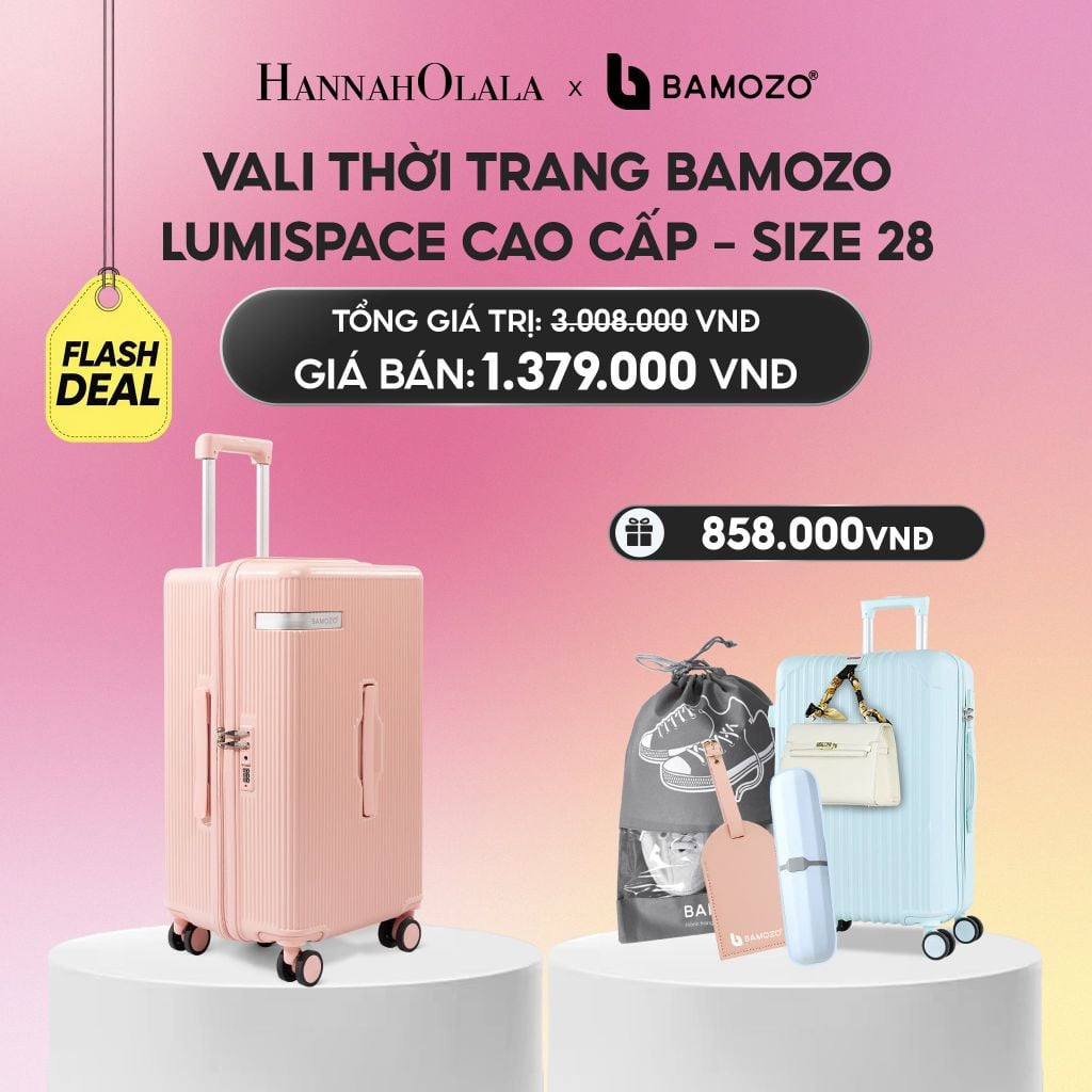  VALI BAMOZO LUMISPACE CAO CẤP (TẶNG VALI BAMOZO 8801C + TẶNG TAG DA CHỐNG THẤT LẠC, HỘP BÀN CHẢI, TÚI ĐỰNG GIÀY XÁM)_ A2264 