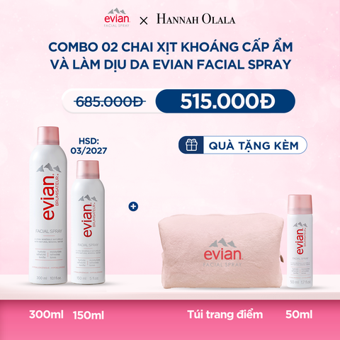  M19_DEAL 2: COMBO 2 CHAI XỊT KHOÁNG CẤP ẨM LÀM DỊU DA EVIAN FACIAL SPRAY 150ML & 300ML 