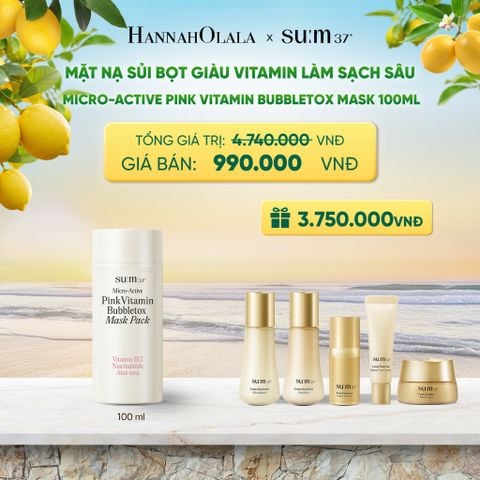  MẶT NẠ SỦI BỌT GIÀU VITAMIN LÀM SẠCH SÂU SU:M37 MICRO-ACTIVE PINK VITAMIN BUBBLETOX MASK PACK 100ML - A29 