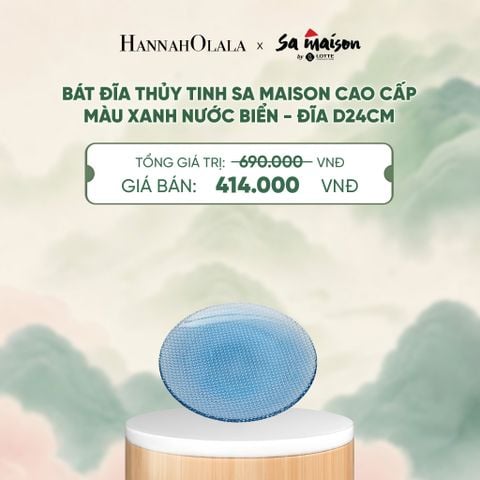  BÁT ĐĨA THỦY TINH SA MAISON CAO CẤP MÀU XANH NƯỚC BIỂN - DEAL 15 - A1758 