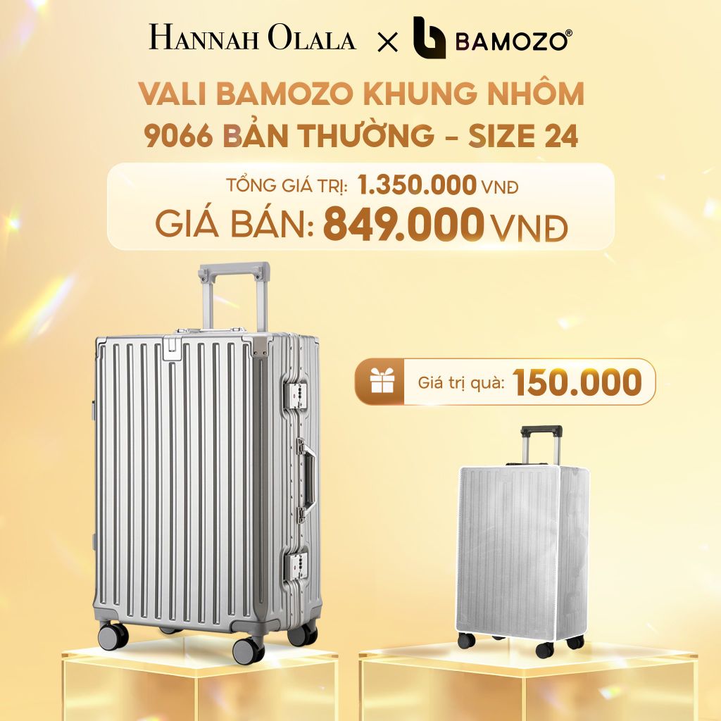  C248_DEAL 2: VALI BAMOZO KHUNG NHÔM 9066 BẢN THƯỜNG (TẶNG BỌC VALI TRONG SUỐT) 
