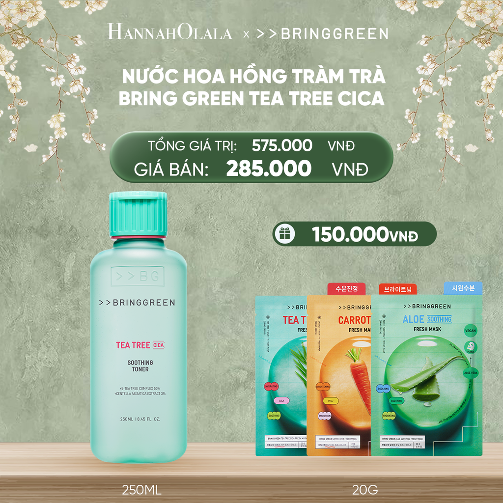  DEAL 4: NƯỚC HOA HỒNG TRÀM TRÀ BRING GREEN TEA TREE CICA SOOTHING TONER 250ML 