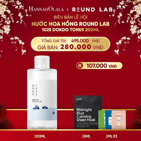  DEAL 1: NƯỚC HOA HỒNG ROUND LAB 1025 DOKDO TONER 200ML BỔ SUNG ĐỘ ẨM LÀM DỊU DA 