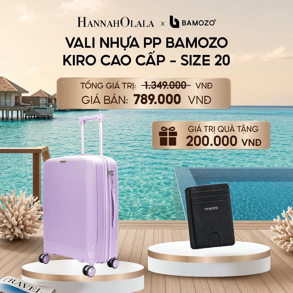  VALI BAMOZO KIRO NHỰA PP CAO CẤP CHỐNG VỠ, CHỐNG RẠCH (TẶNG VÍ THẺ DA CARD HOLDER BAMOZO)_ D1974 