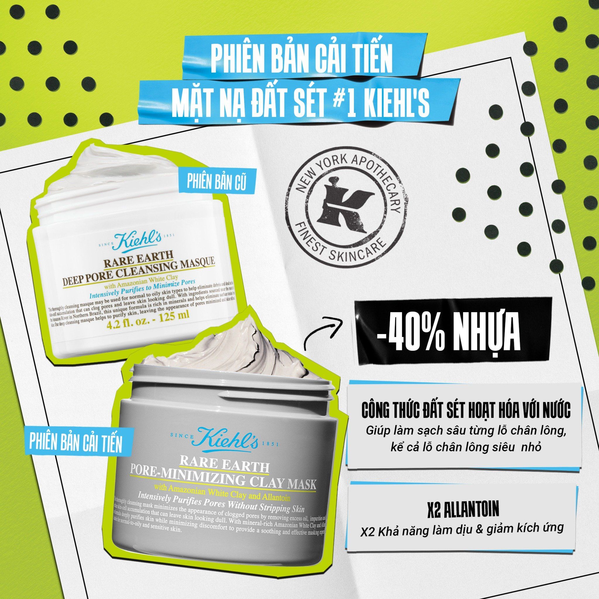  DEAL 3A: [ MỚI ] MẶT NẠ ĐẤT SÉT KIEHL'S RARE EARTH DEEP PORE CLEANSING MASQUE 125ML 