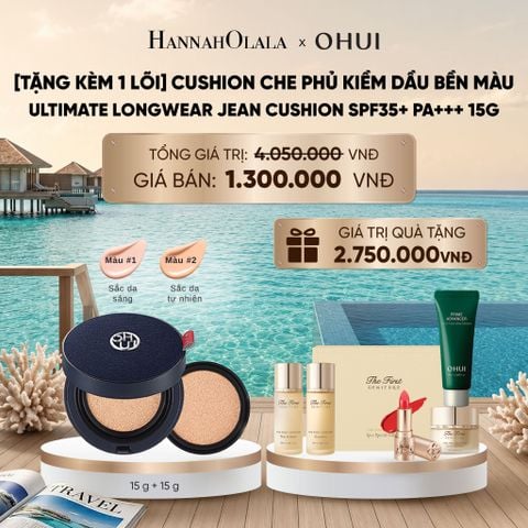  [TẶNG KÈM 1 LÕI] CUSHION CHE PHỦ KIỀM DẦU BỀN MÀU OHUI ULTIMATE LONGWEAR JEAN CUSHION SPF35+ PA+++ 15G_ D895 