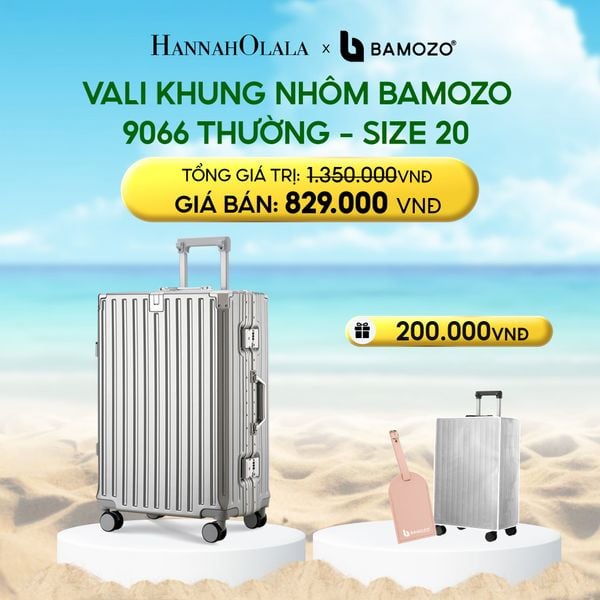  VALI BAMOZO KHUNG NHÔM 9066 BẢN THƯỜNG (TẶNG BỌC VALI TRONG SUỐT + TAG HÀNH LÝ DA) 