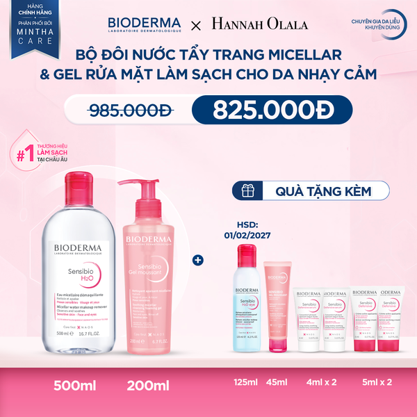  M8_DEAL 2: BỘ ĐÔI NƯỚC TẨY TRANG MICELLAR VÀ GEL RỬA MẶT LÀM SẠCH TOÀN DIỆN CHO DA NHẠY CẢM 