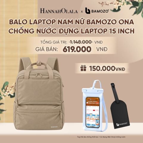  BALO LAPTOP NAM NỮ BAMOZO ONA CHỐNG NƯỚC ĐỰNG LAPTOP 15 INCH, BALO ĐI LÀM CÔNG SỞ SIÊU NHẸ (TAG THẺ DA CHỐNG THẤT LẠC + TÚI ĐỰNG ĐIỆN THOẠI CHỐNG NƯỚC) - A2493 