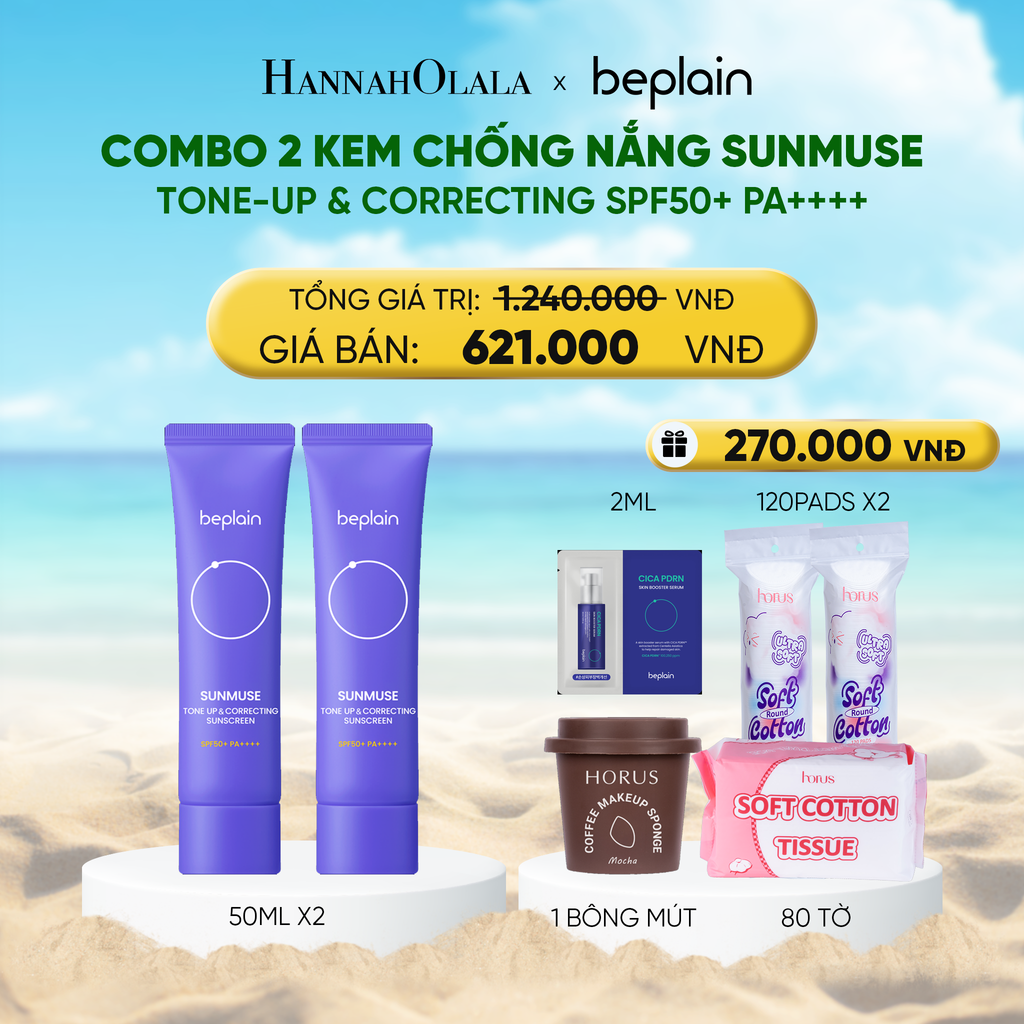  DEAL 8: COMBO 2 KCN: BEPLAIN KEM CHỐNG NẮNG SUNMUSE SUNSCREEN 50ML BẤT KỲ 