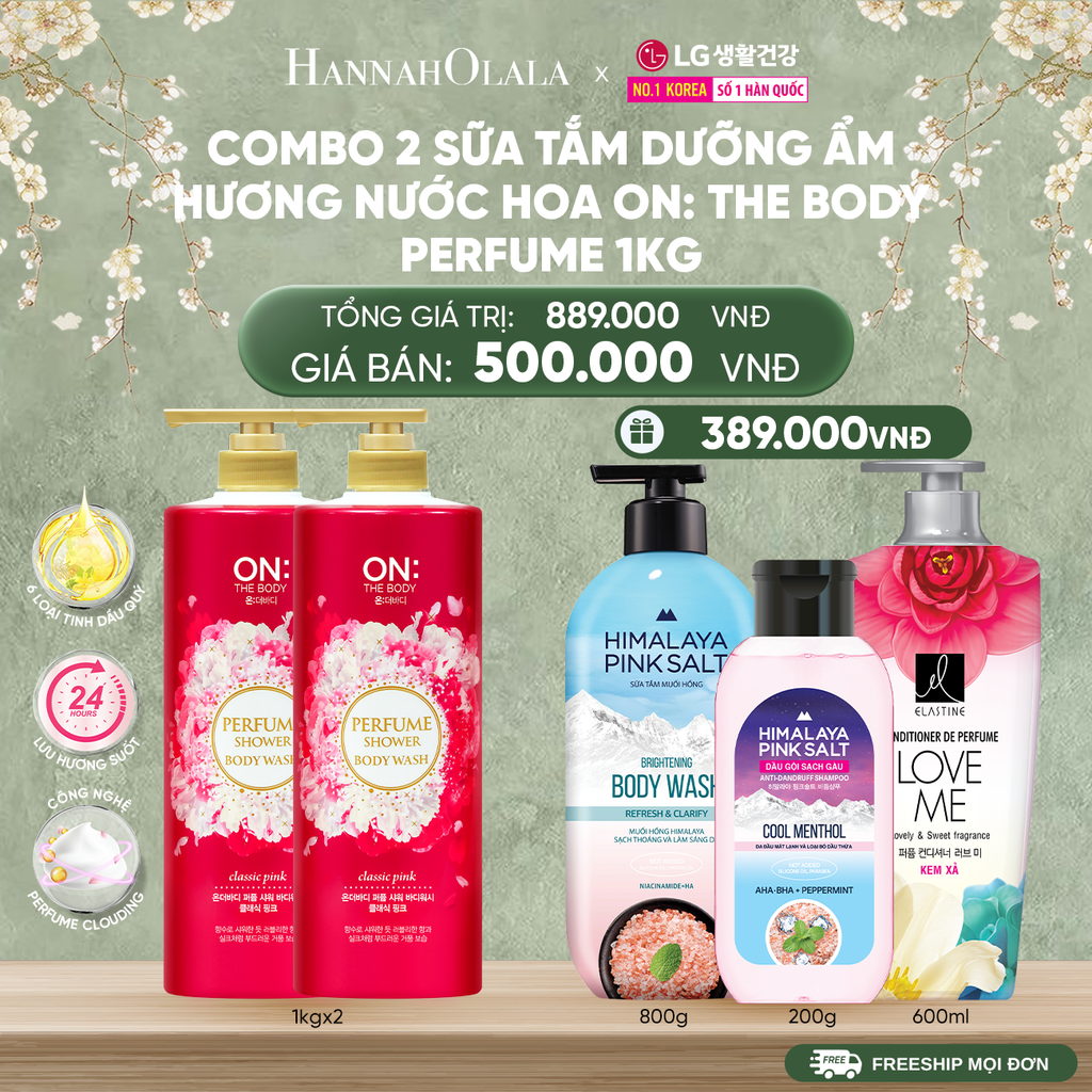  DEAL 03: COMBO 2 SỮA TẮM DƯỠNG ẨM HƯƠNG NƯỚC HOA ON: THE BODY PERFUME CLASSIC PINK 1KG 