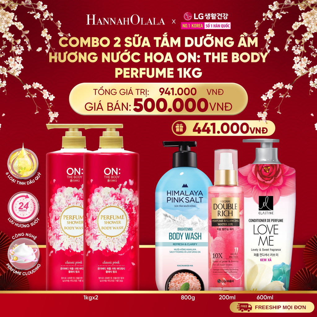  DEAL 03: COMBO 2 SỮA TẮM DƯỠNG ẨM HƯƠNG NƯỚC HOA ON: THE BODY PERFUME 1KG 