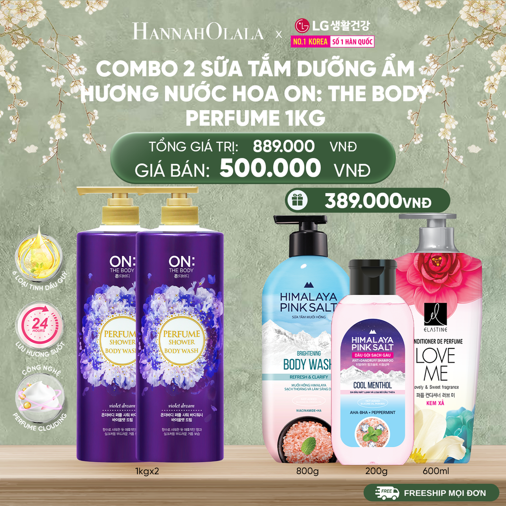  DEAL 03: COMBO 2 SỮA TẮM DƯỠNG ẨM HƯƠNG NƯỚC HOA ON: THE BODY PERFUME CLASSIC PINK 1KG 