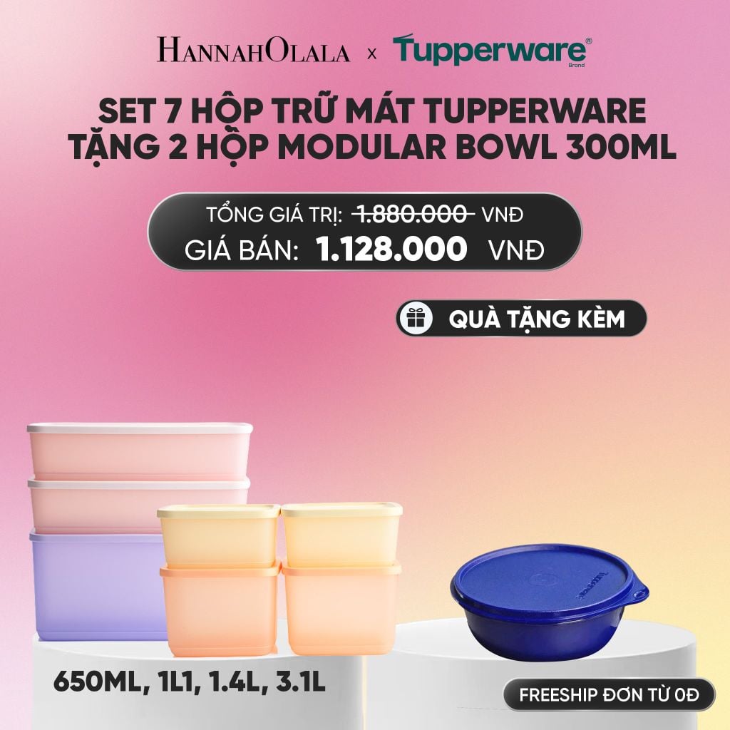  SET 7 HỘP TRỮ MÁT TUPPERWARE TẶNG 2 HỘP MODULAR BOWL 300ML_A303 
