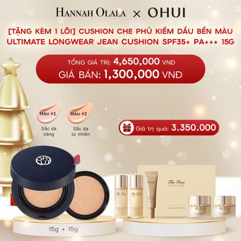  A304_DEAL 2: [TẶNG KÈM 1 LÕI] CUSHION CHE PHỦ KIỀM DẦU BỀN MÀU OHUI ULTIMATE LONGWEAR JEAN CUSHION SPF35+ PA+++ 15G 