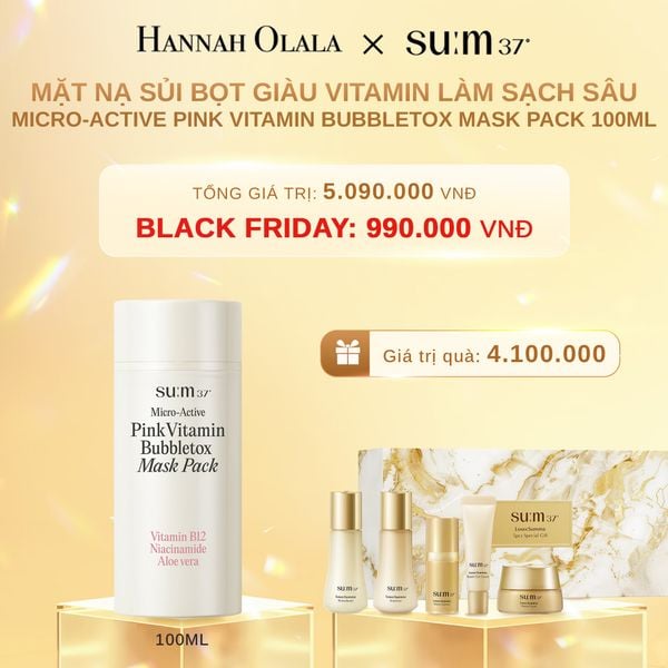  DEAL 10: MẶT NẠ SỦI BỌT GIÀU VITAMIN LÀM SẠCH SÂU SU:M37 MICRO-ACTIVE PINK VITAMIN BUBBLETOX MASK PACK 100ML 