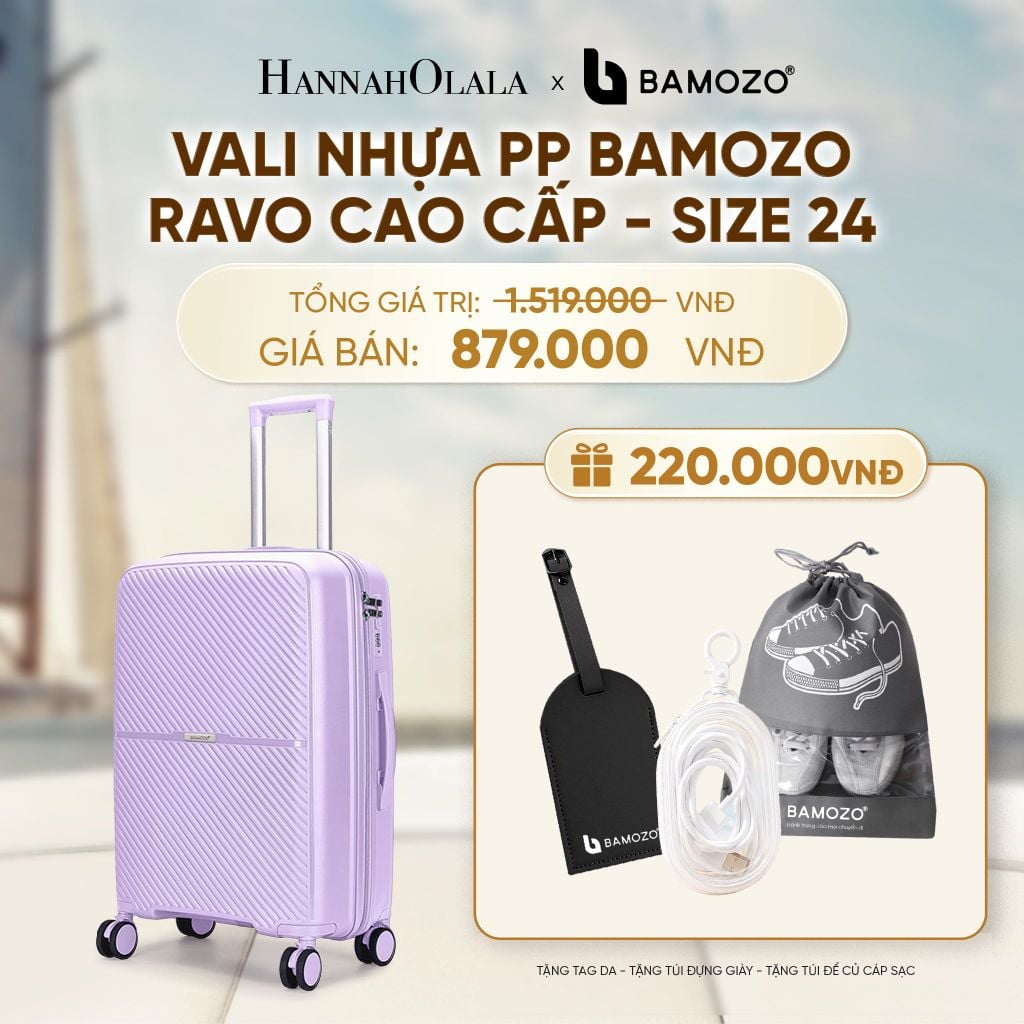  VALI BAMOZO RAVO NHỰA PP CAO CẤP CHỐNG VỠ (TẶNG THẺ TAG DA CHỐNG THẤT LẠC + TÚI ĐỰNG GIÀY XÁM + TÚI ĐỰNG CÁP SẠC) - A2083 