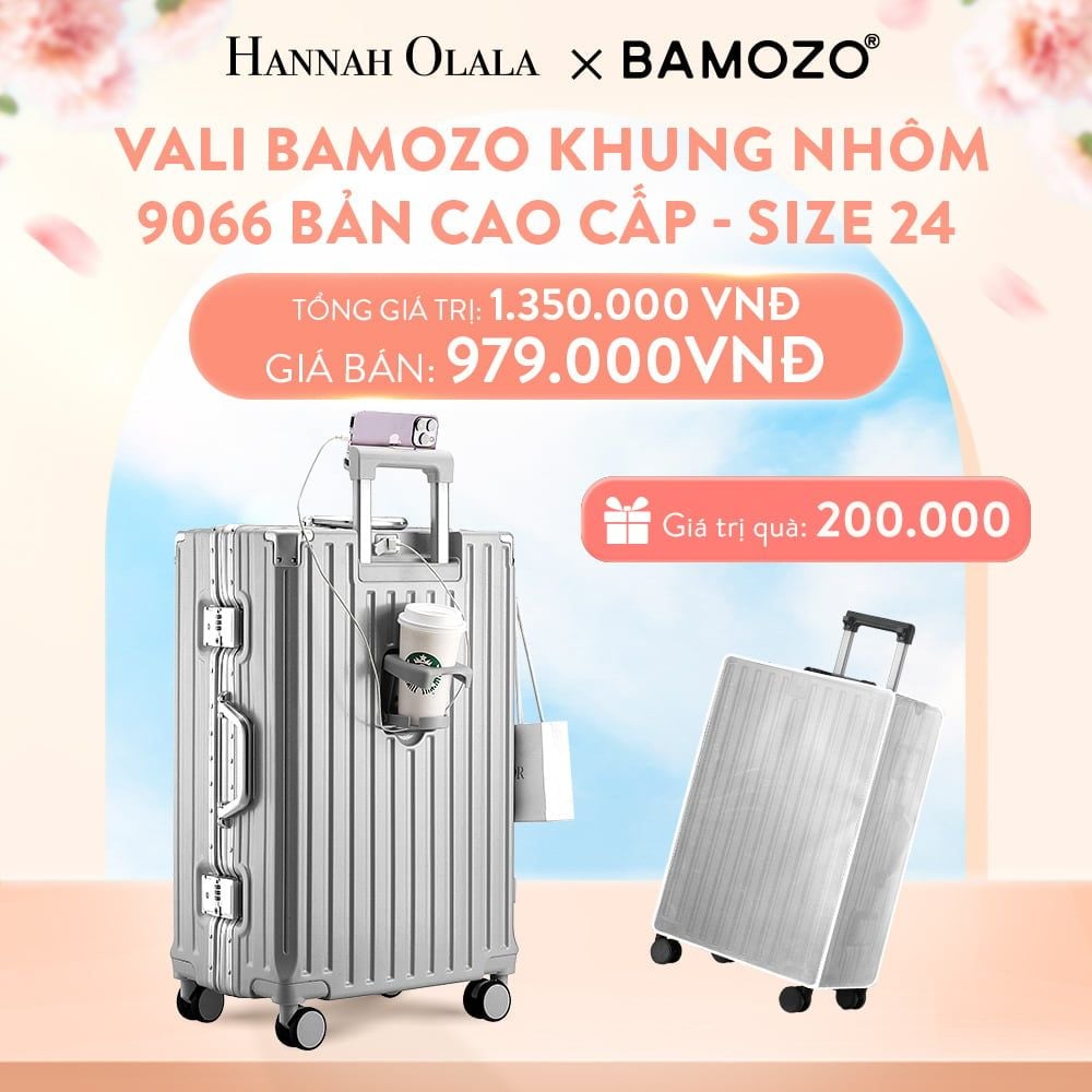  A41_DEAL 1: VALI BAMOZO KHUNG NHÔM 9066 BẢN CAO CẤP (TẶNG BỌC VALI CC TRONG SUỐT) 