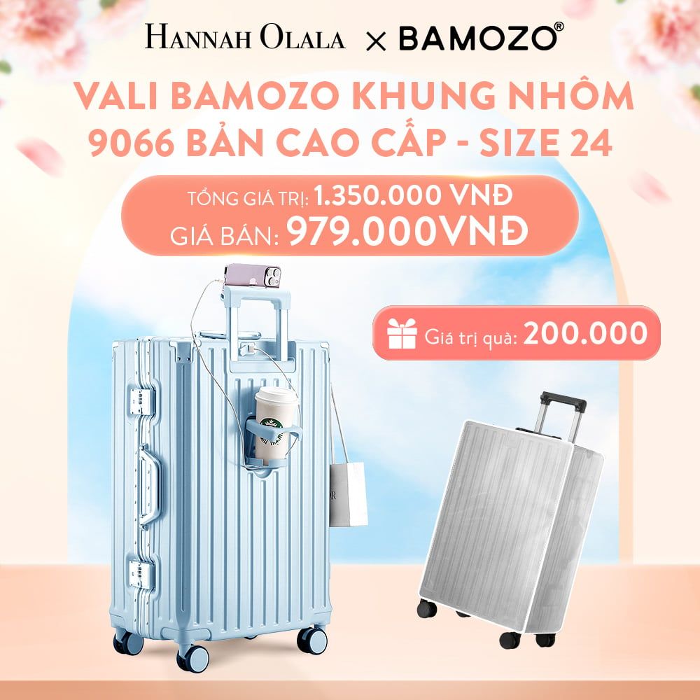  A41_DEAL 1: VALI BAMOZO KHUNG NHÔM 9066 BẢN CAO CẤP (TẶNG BỌC VALI CC TRONG SUỐT) 