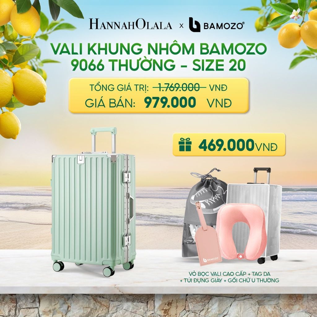  VALI BAMOZO KHUNG NHÔM 9066 BẢN THƯỜNG (TẶNG BỌC VALI TRONG SUỐT + TAG HÀNH LÝ DA) - DEAL 3 - A1212 